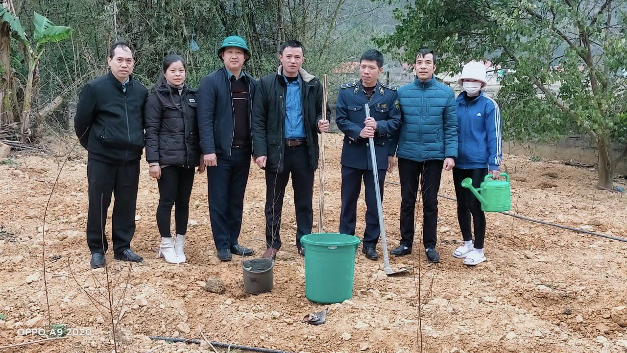 Lãnh đạo Huyện, Lãnh đạo ĐU, HĐND, UBND tham gia trồng cây tại thôn Đồng chùa